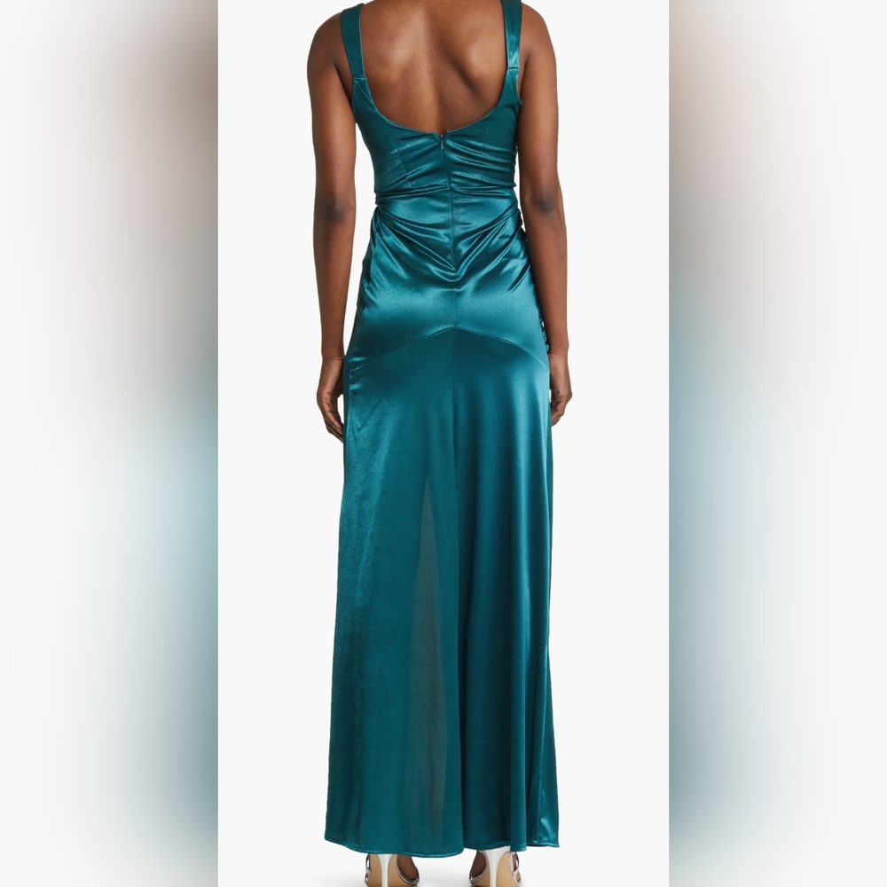 ASOS Design High Slit Satin Cocktail Dress - Picture 2 of 6
